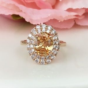 2ct Oval Citrine & CZ Rose Gold Ring